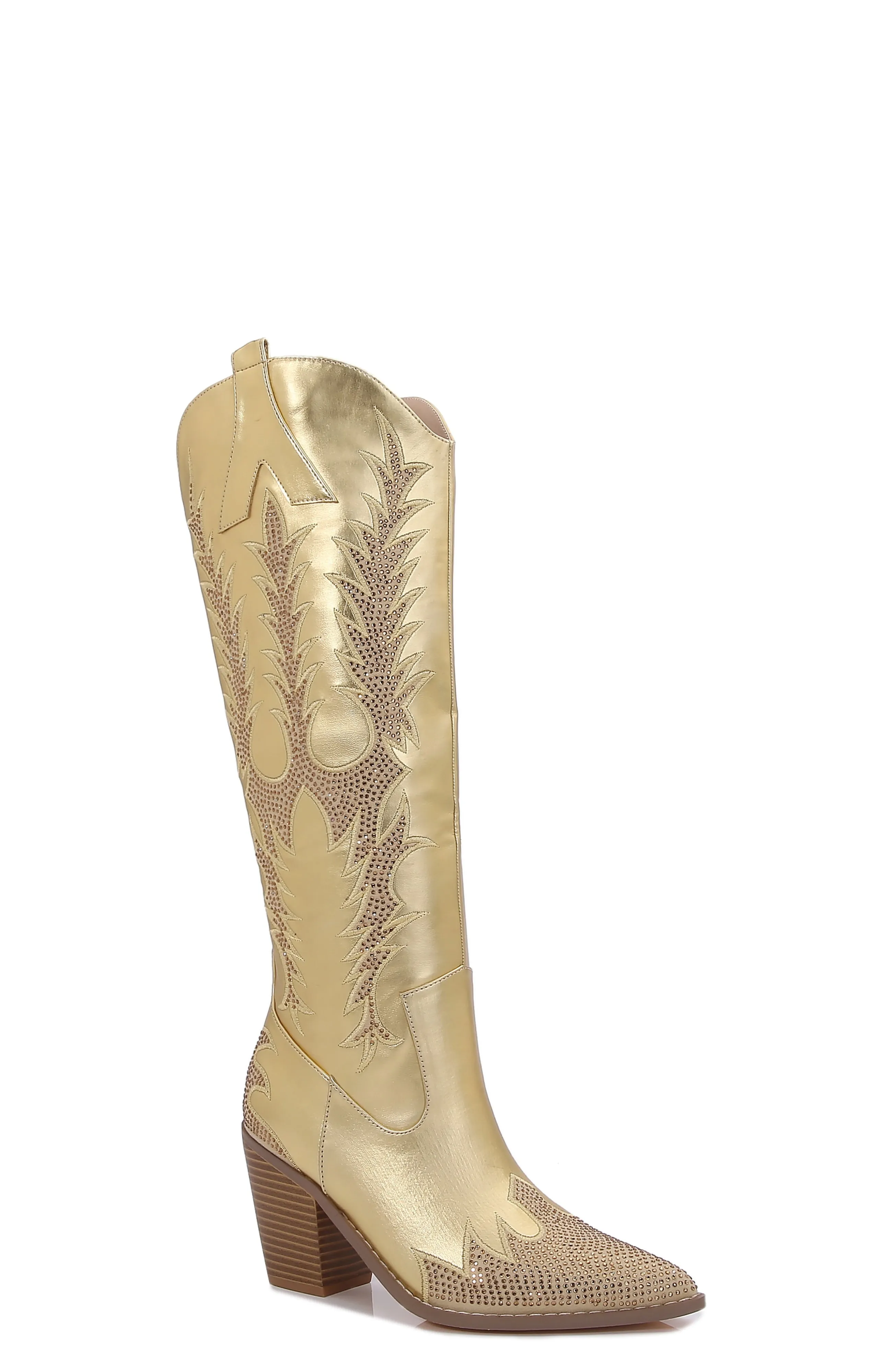 BIRCH Gold Metallic Cowboy Boot Childrens Riding Boots