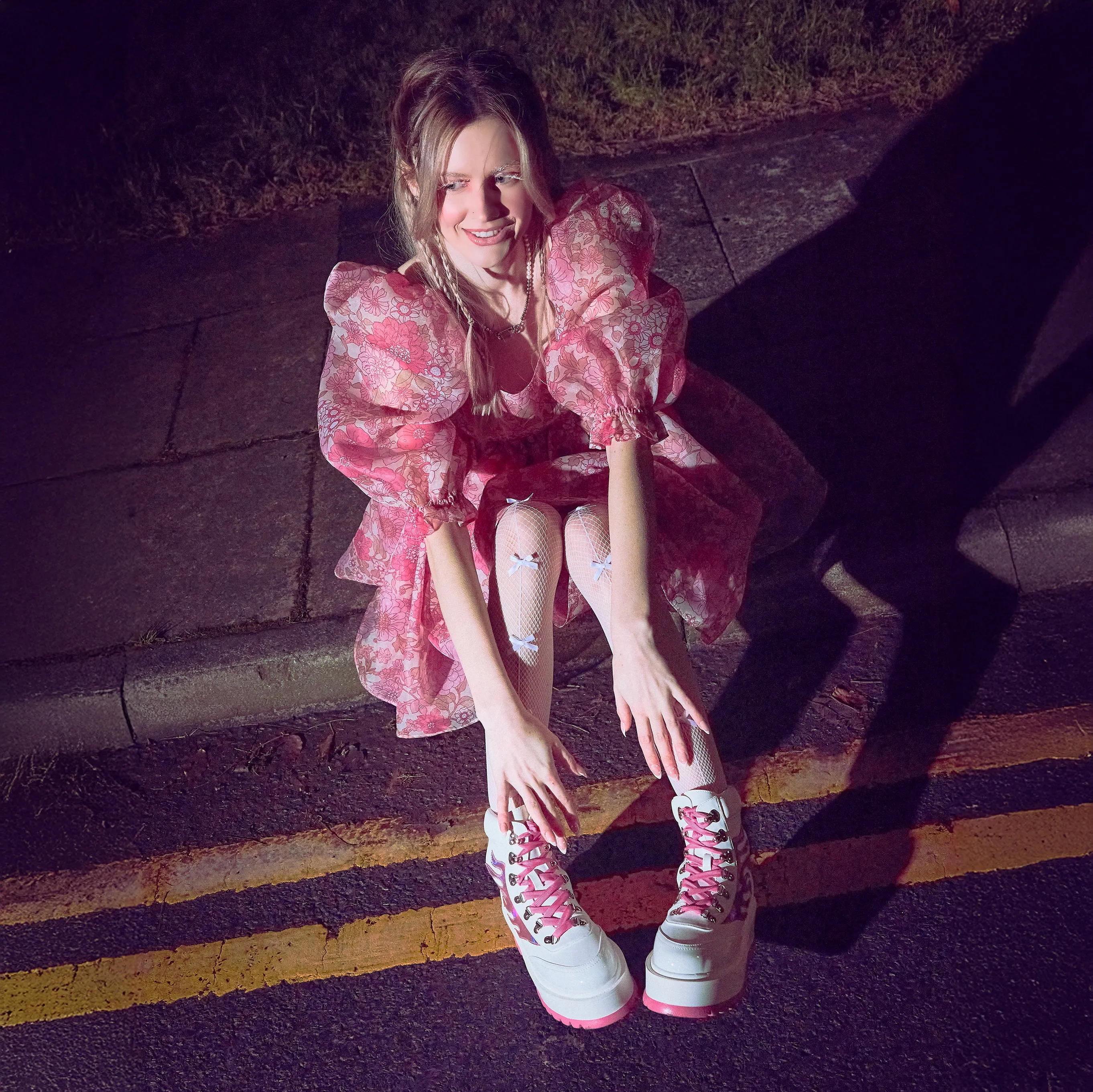 Kawaii Helios Hologram Flame Boots - Pink Staud Wally Ankle Boots