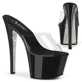 Short Shorts High Heels 7" Rhinestone Platform Slide (SKY-301CRS)