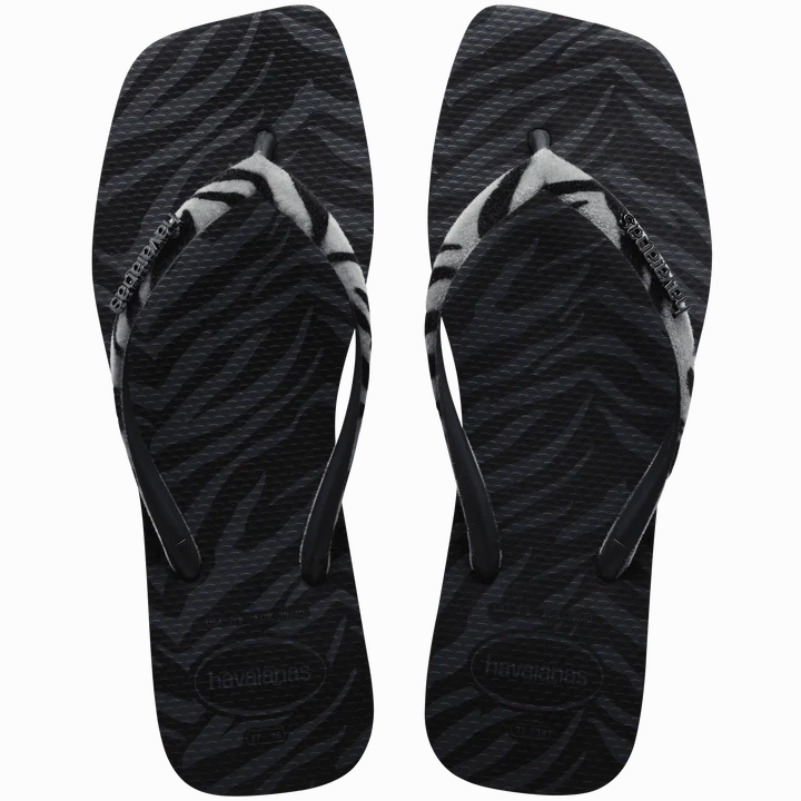 HAVAIANAS SLIM SQUARE VELVET - BLACK Fit Slippers