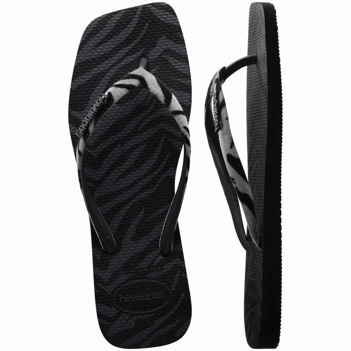 HAVAIANAS SLIM SQUARE VELVET - BLACK Soled Slippers