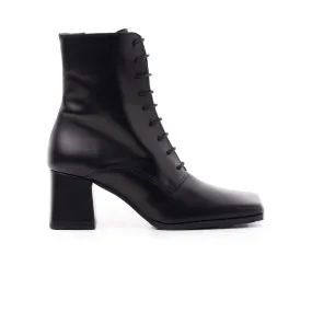 Chatham Black Leather Ankle Boots Cut Out Buckle