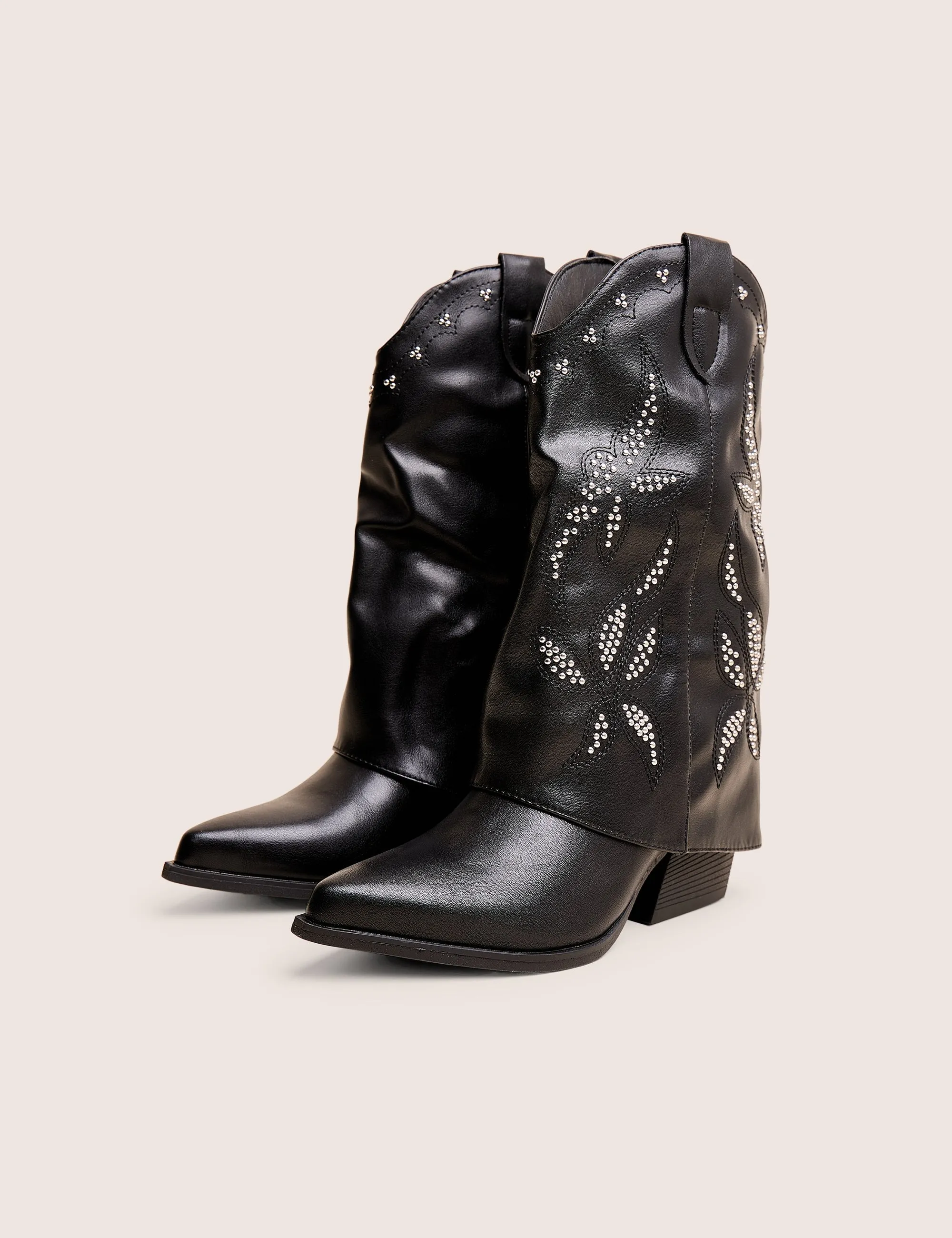 Wetland Muck Boots Dixie Black Fold Over Studded Western Ankle Boots