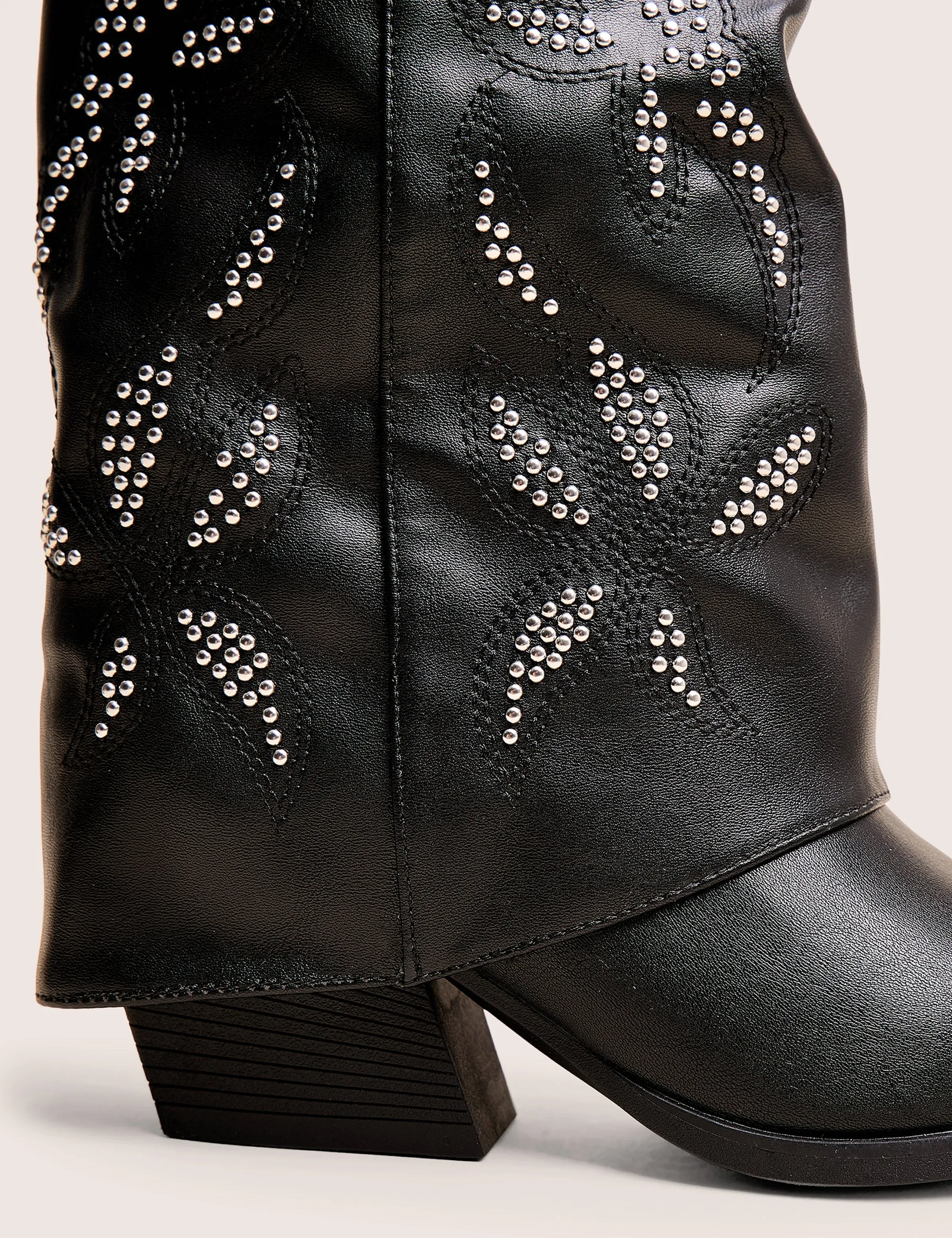Boots Socks Dixie Black Fold Over Studded Western Ankle Boots