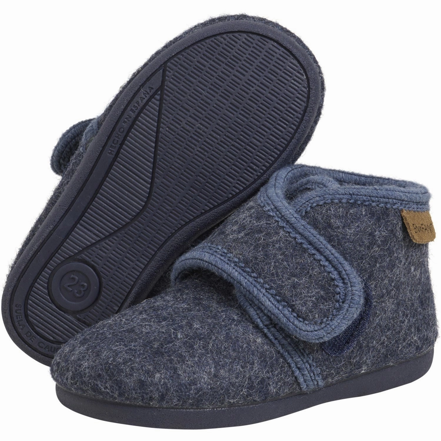 En Fant Navy Melange Slippers Wool Velcro Faze Slippers