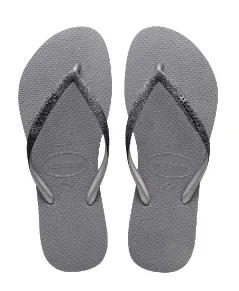 Squishy Flip Flops HAVAIANAS SLIM  GLITTER - ICE GREY