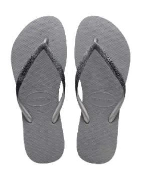 Flip Flops With Good Traction HAVAIANAS SLIM  GLITTER - ICE GREY
