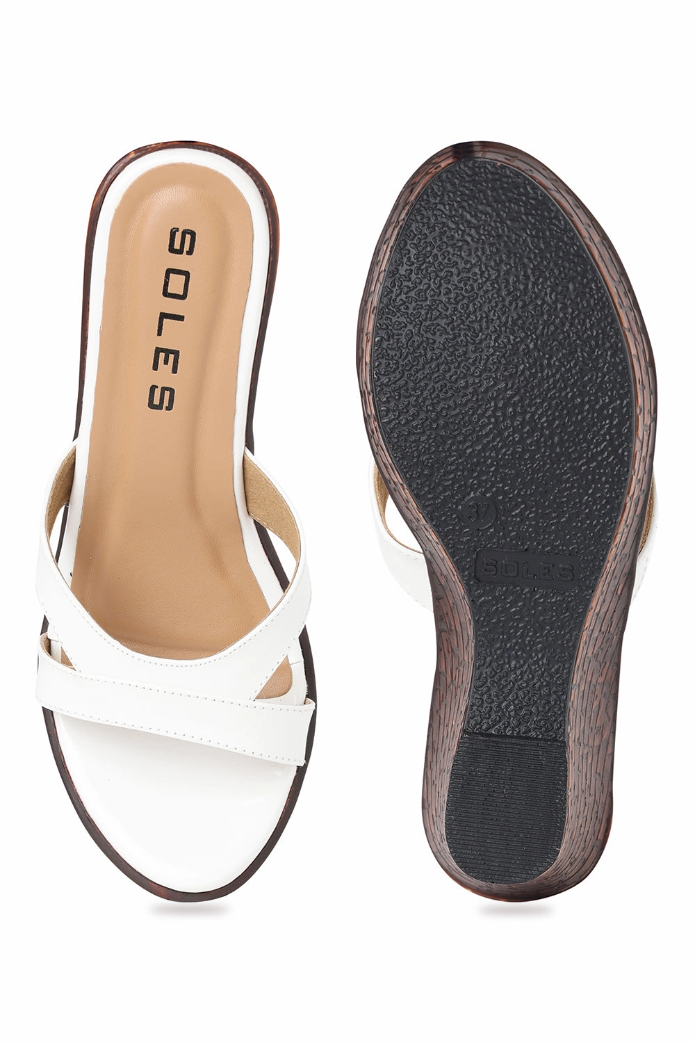 Strappy High Heeled Sandals SOLES Cut Out Patent Wedge Heels