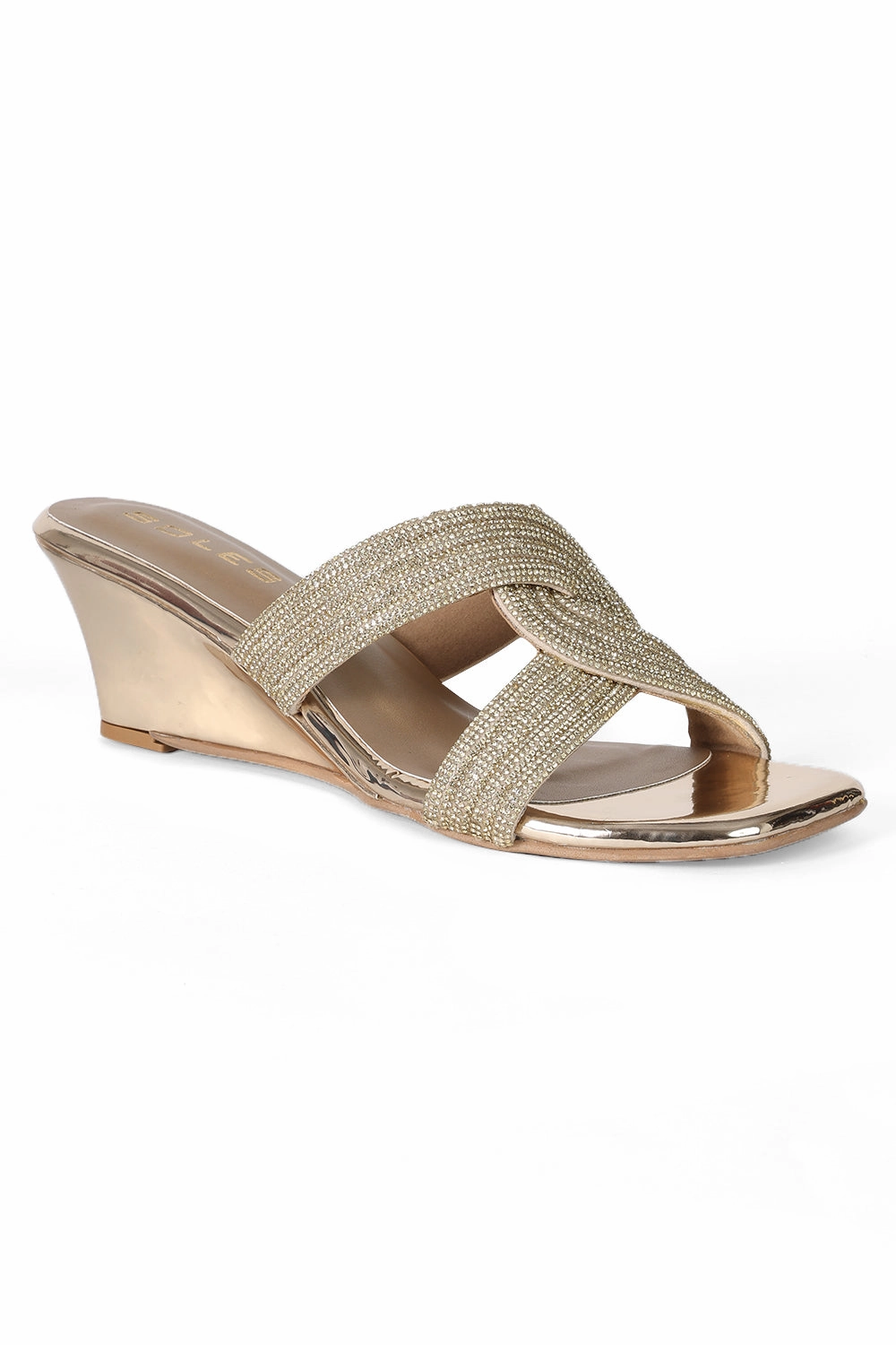 SOLES Ethnic Embellished Small Wedge Heel Slip-on Flower Print High Heels