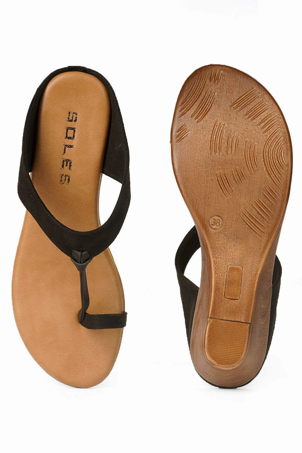 SOLES Slip On Sandal Wedges Kitten High Heels