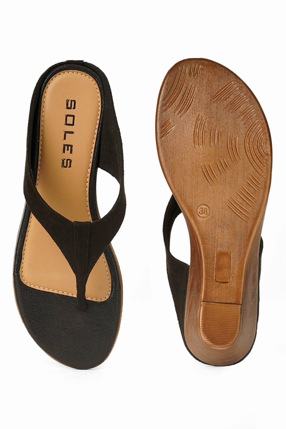 SOLES Thong Small Wedge Heel Sandals Ivory High Heels