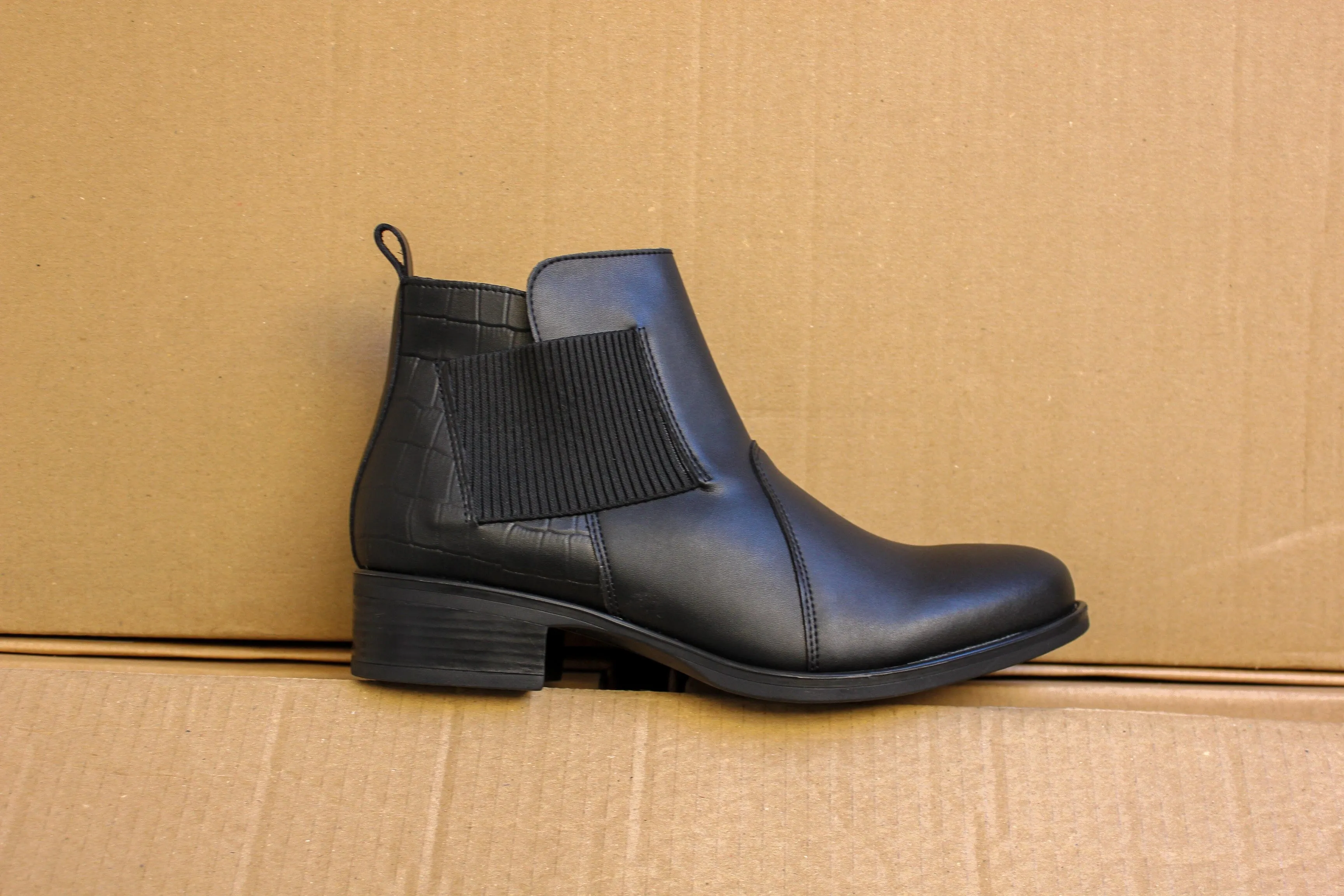 'Sophie' vegan-leather Chelsea bootie by Zette Shoes - black Clarkdale Gobi Chelsea Boots