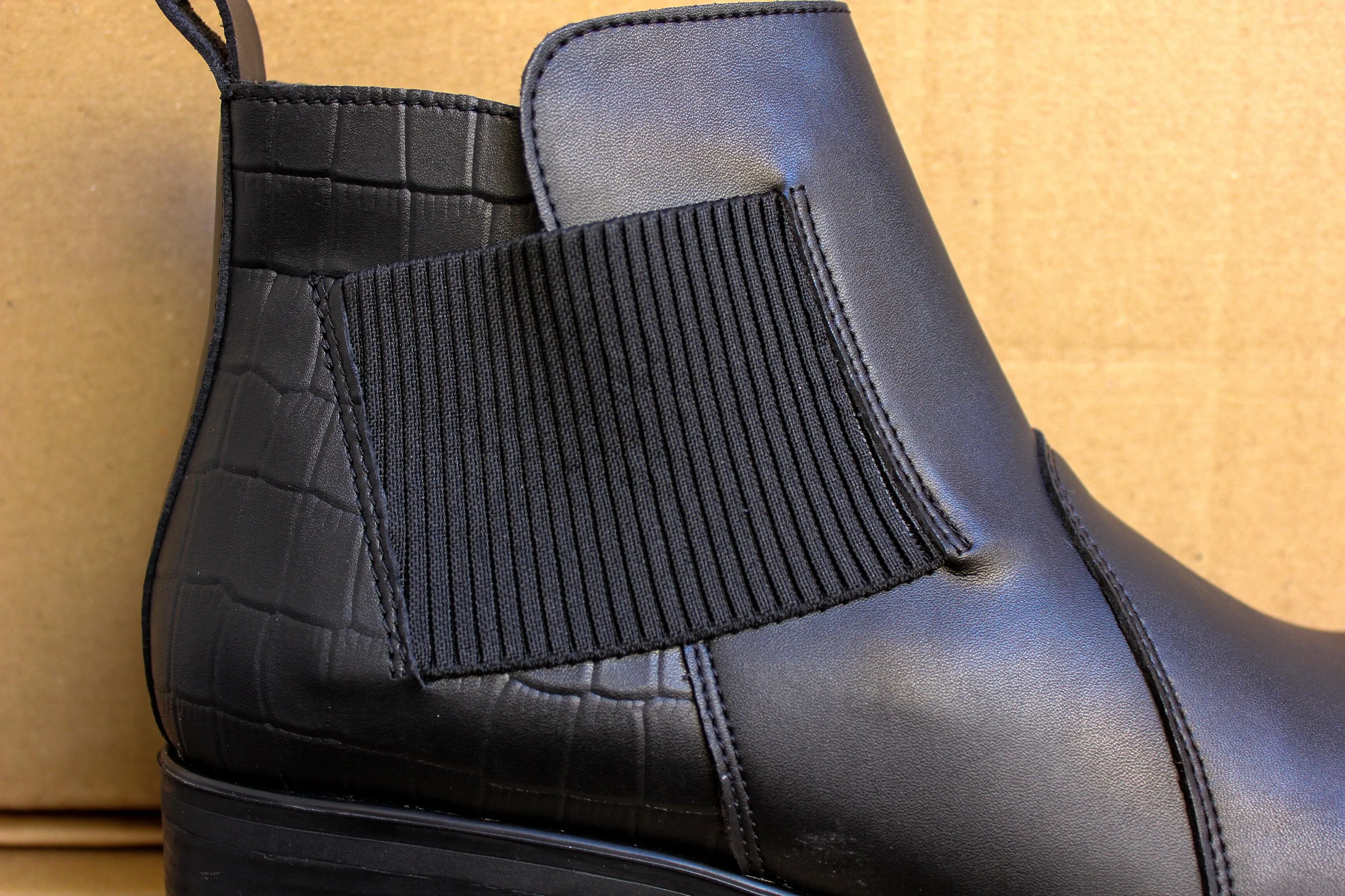 'Sophie' vegan-leather Chelsea bootie by Zette Shoes - black Chelsea Boots Removable Insole