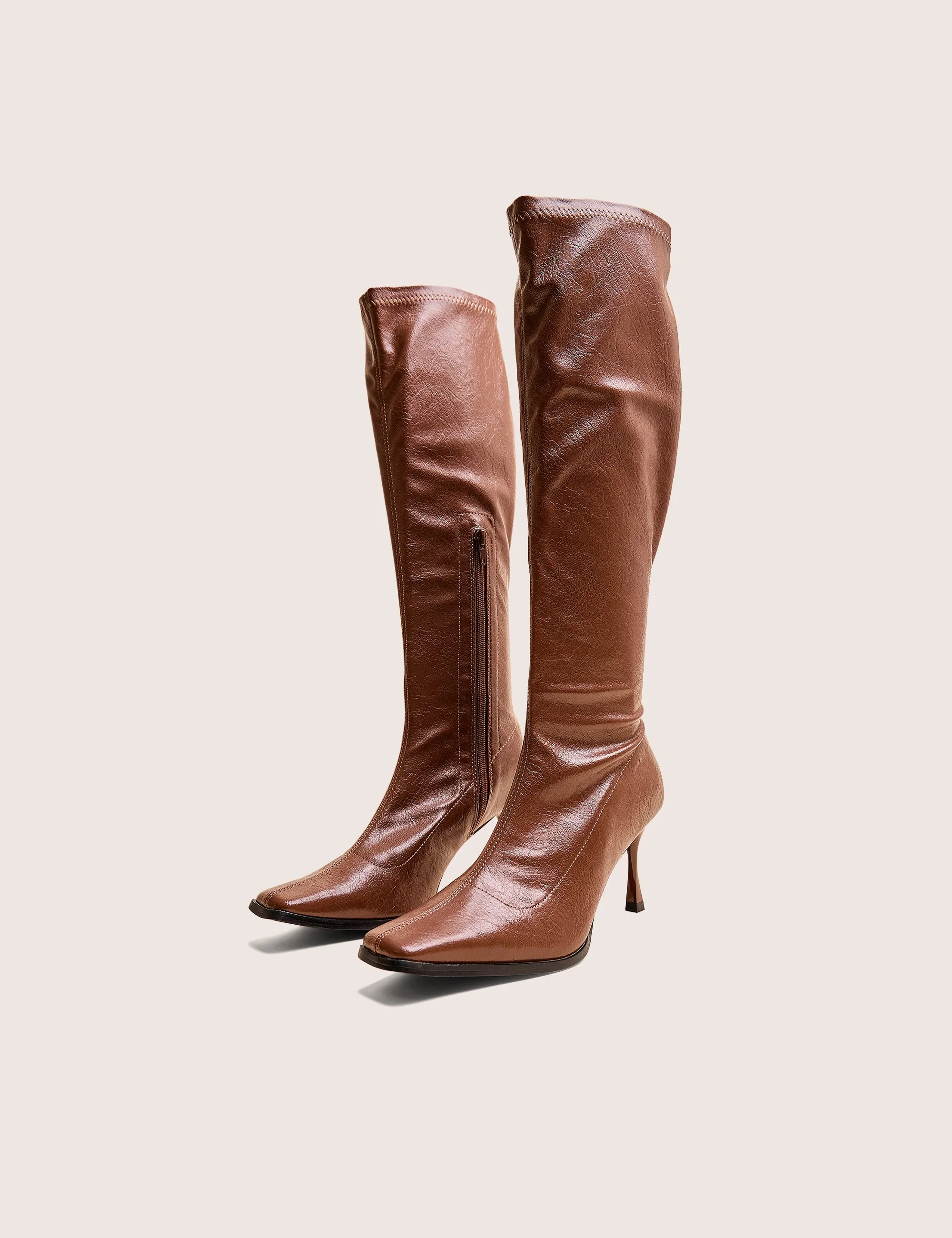 Sparkle Boots Knee High Scorpion Chocolate Mid Heel Sock Knee High Boots