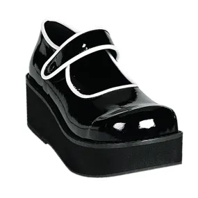 Drew Mary Jane Shoes Last SPRITE-01 BLACK PATENT/WHITE