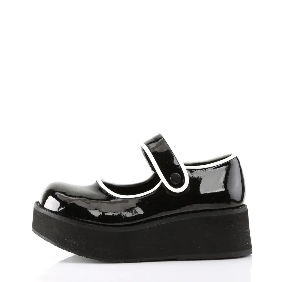 SPRITE-01 BLACK PATENT/WHITE Mary Jane Alegria Shoes