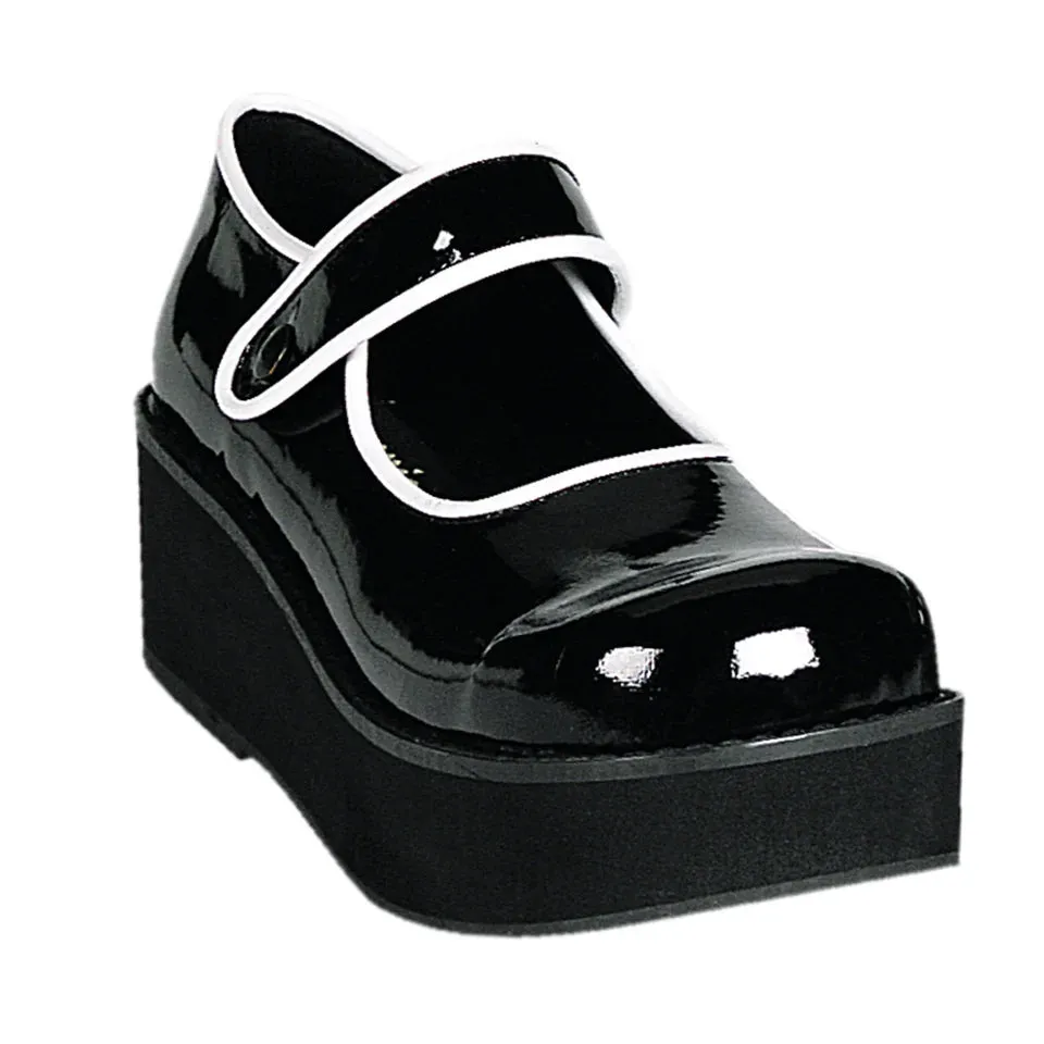 Most Comfortable Mary Jane Shoes For Work SPRITE-01 BLACK PATENT/WHITE