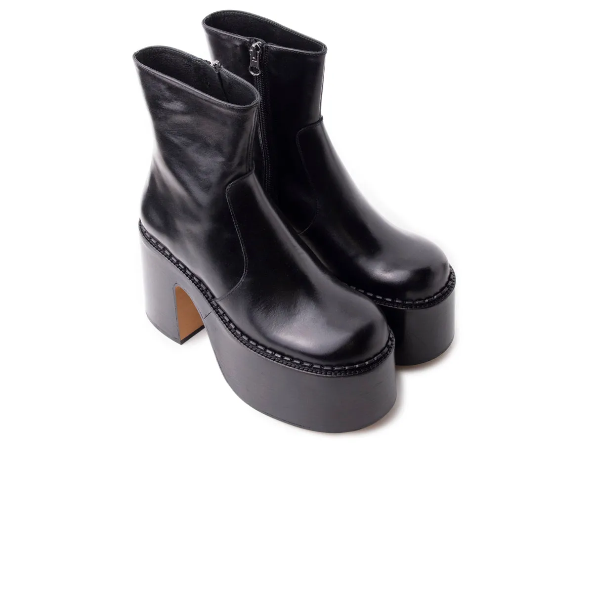 Ankle Boots With Gold Trim Gunner Black Leather