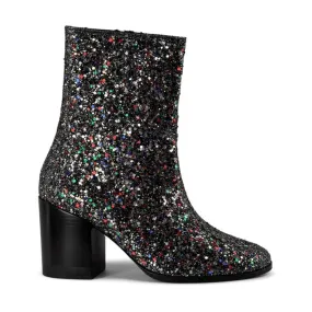 'Menos' vegan mid-calf boot by Zette Shoes - silver glitter Sexy Leather Ankle Boots