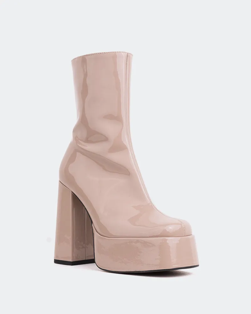 Cloud Taupe Patent High-top Ankle Boots