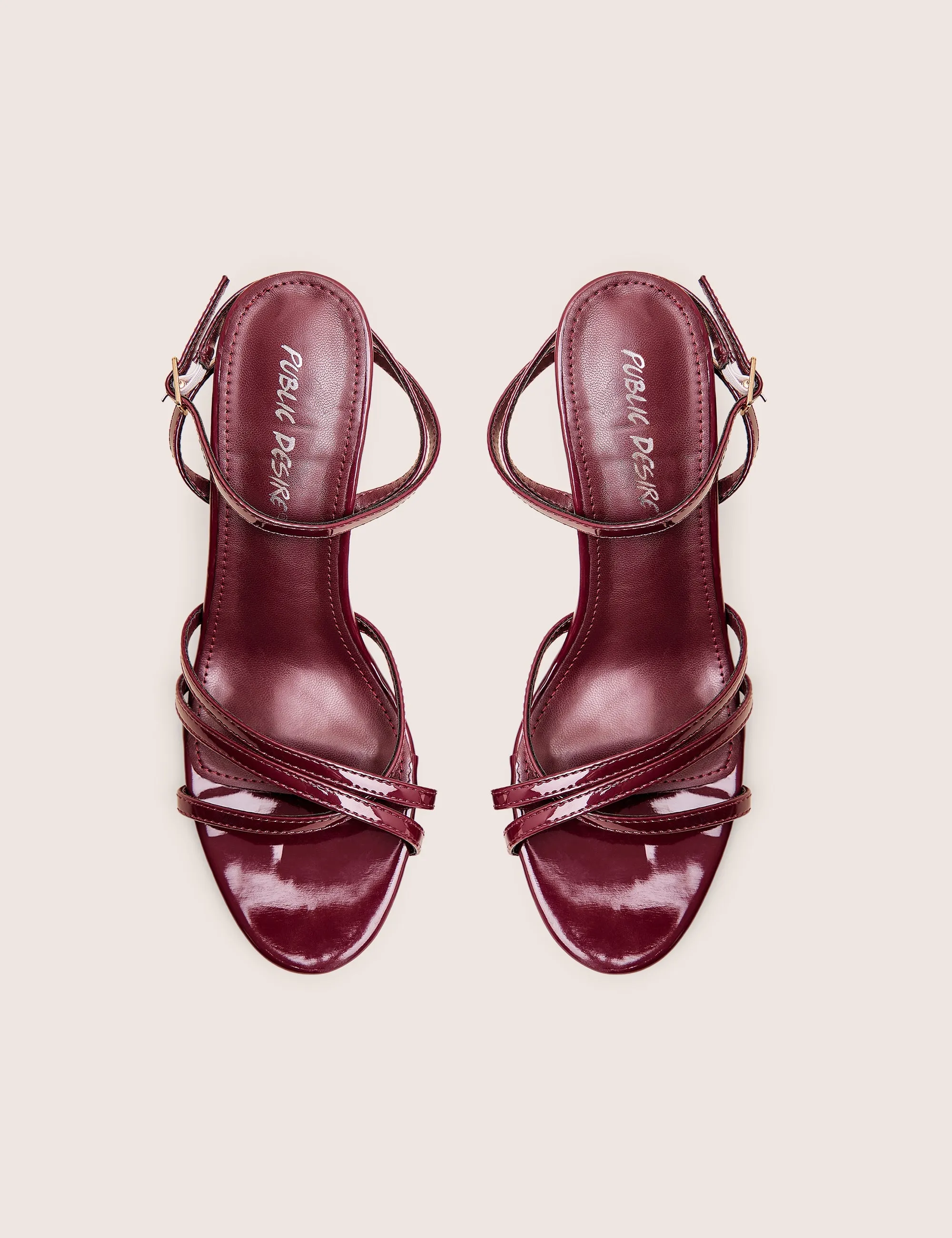 Heel Inserts For High Heels Juliette Burgundy Minimal Strap Detail Kitten Heels