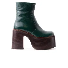 Gunner Green Leather Rubber Soled Ankle Boots