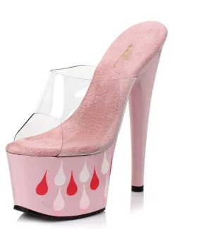 Super Platform Heels 7" Mule With Teardrop Pattern (ES709-Teardrop)