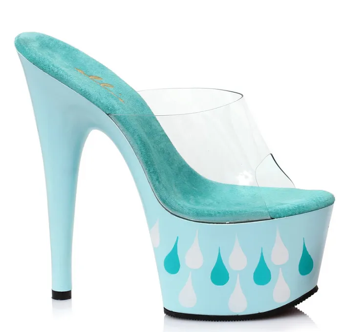 7" Mule With Teardrop Pattern (ES709-Teardrop) Stockings And High Heels