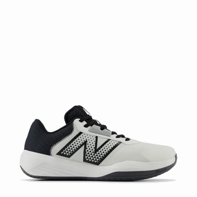 New Balance Women's 696v6 Court Sneaker in White with Black New Balance Mesh Tennis Shoes