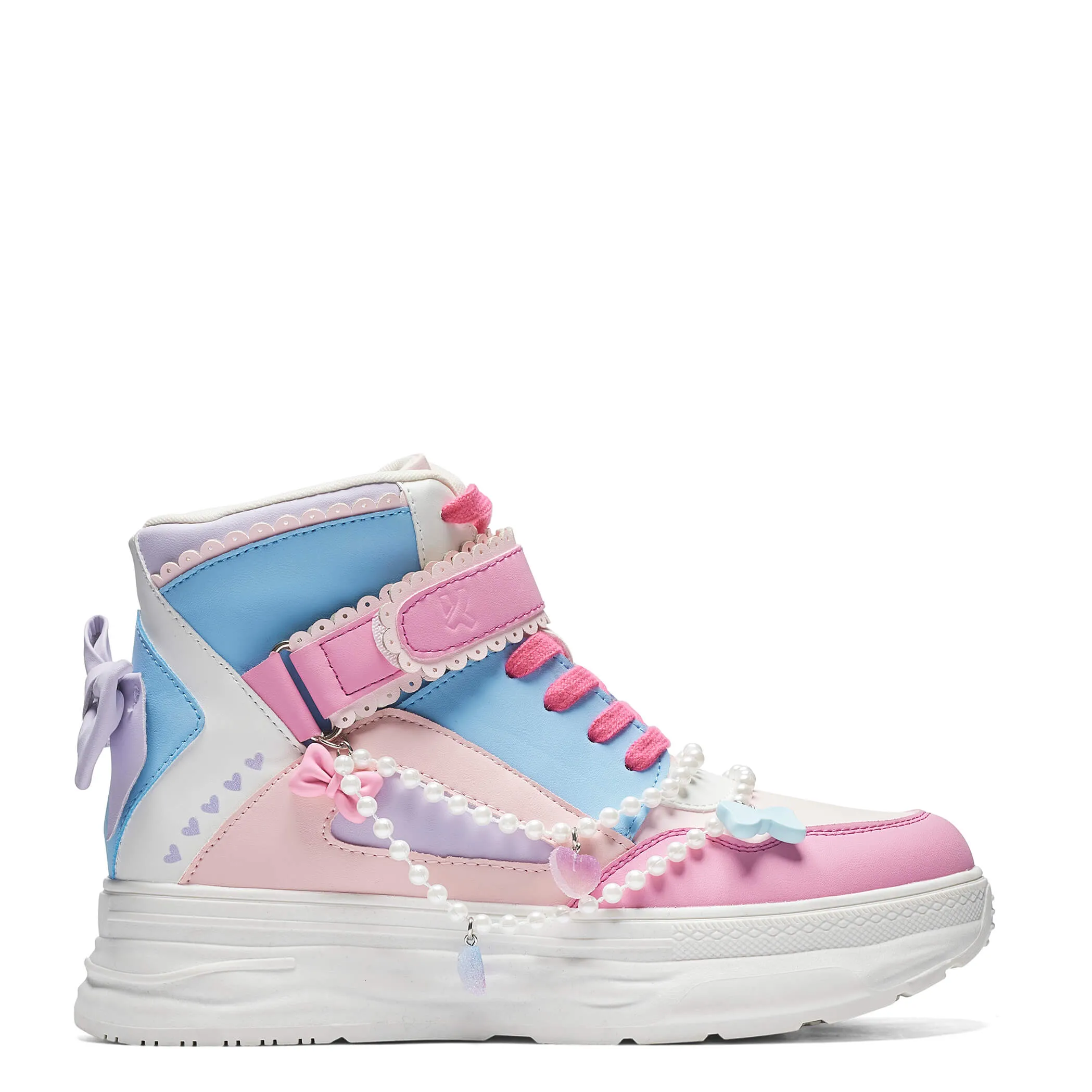 Sugar Wishes Chunky Hi Top Trainers - Pastel Multi Artiste Mary Jane Shoe