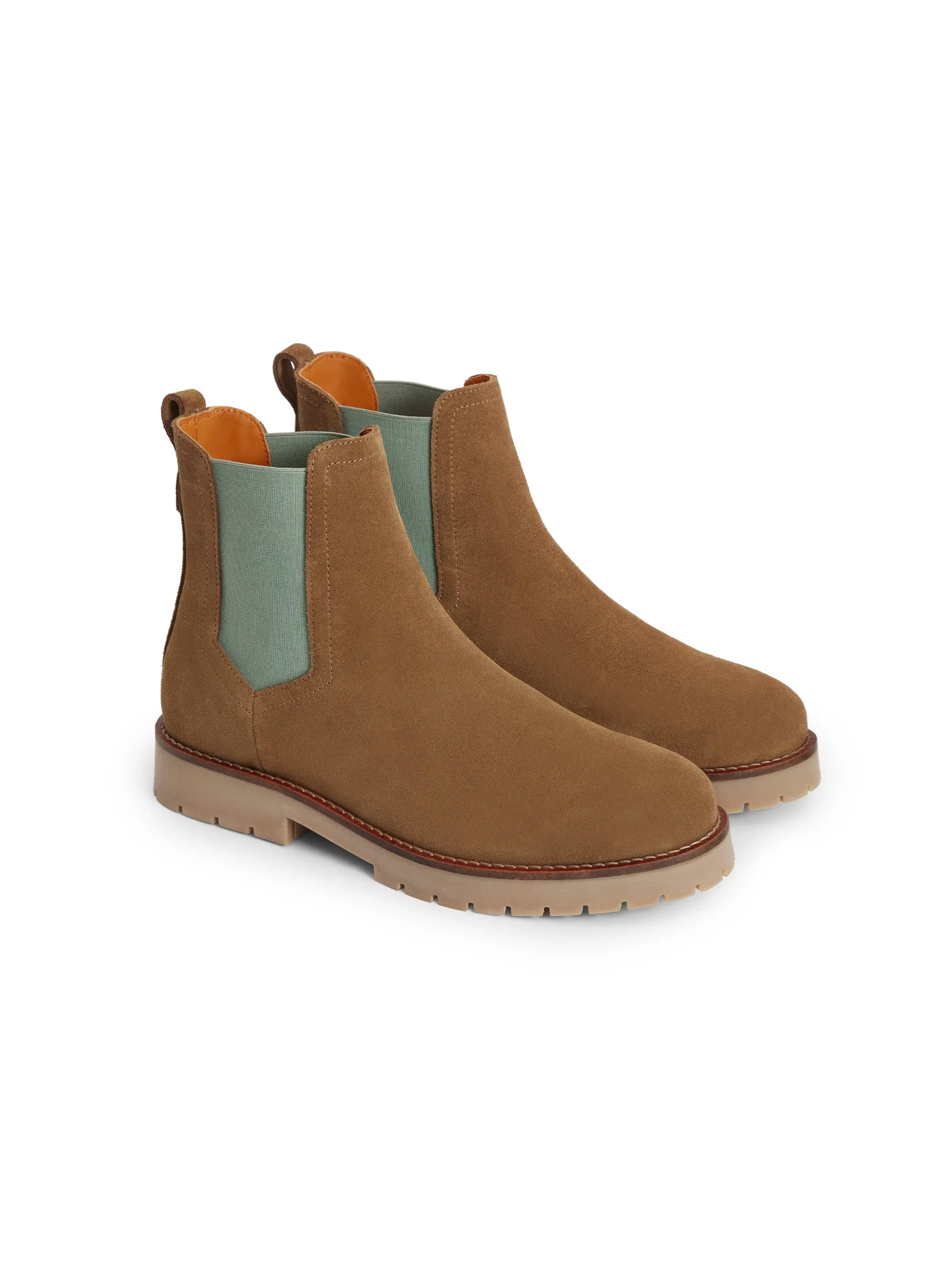 Summer Boudica - Tan Suede and Mint Chelsea Boots Ankle Too Wide