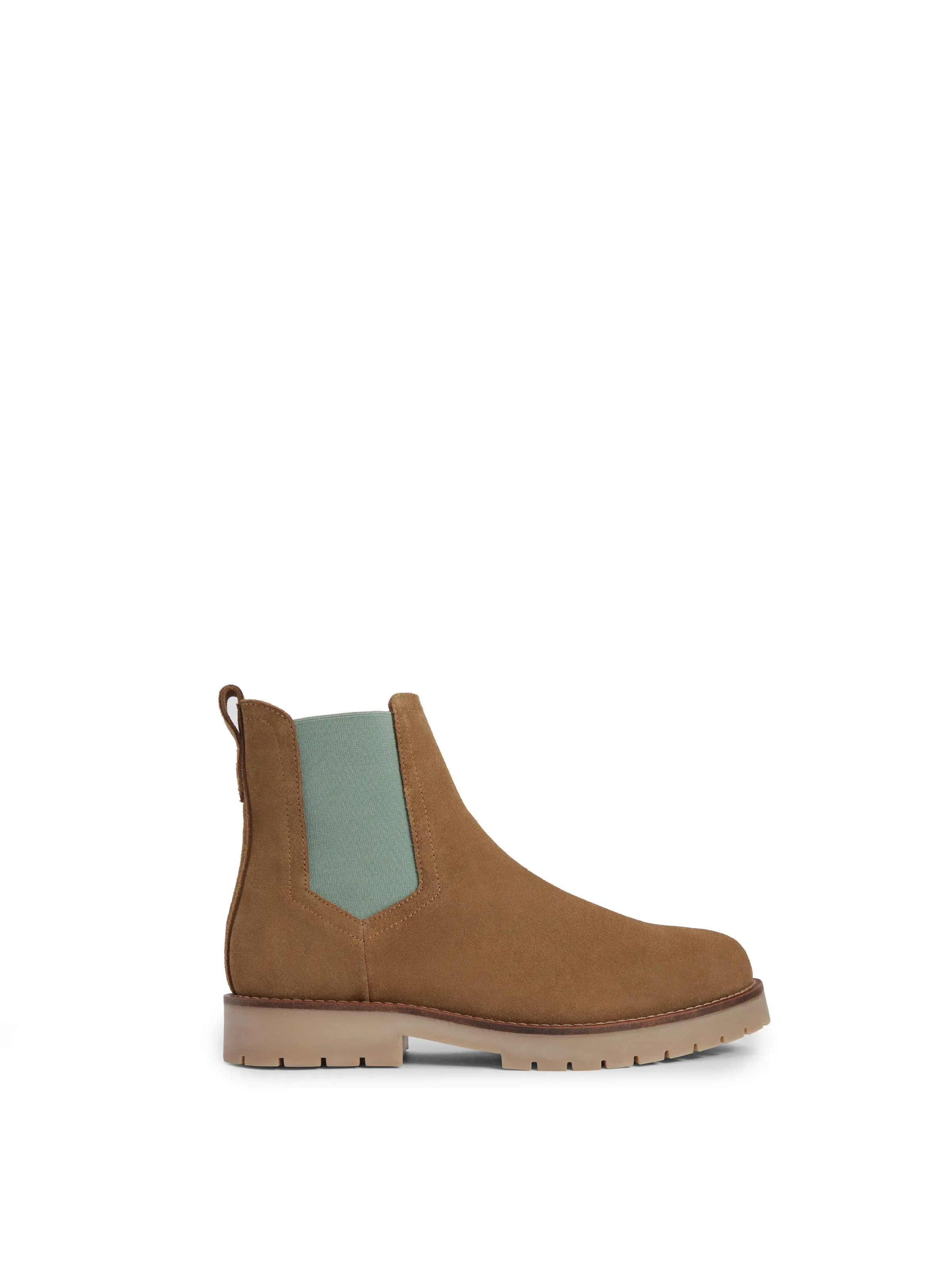 Summer Boudica - Tan Suede and Mint Silver Glitter Chelsea Boots