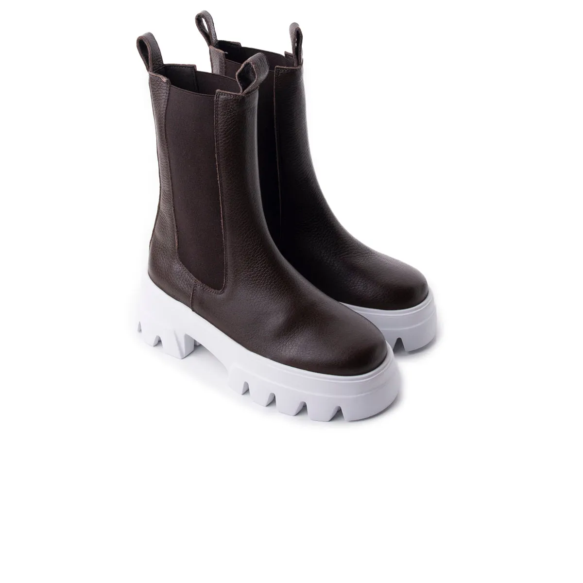 High Heel Platform Chelsea Boots Tacoma Brown Leather