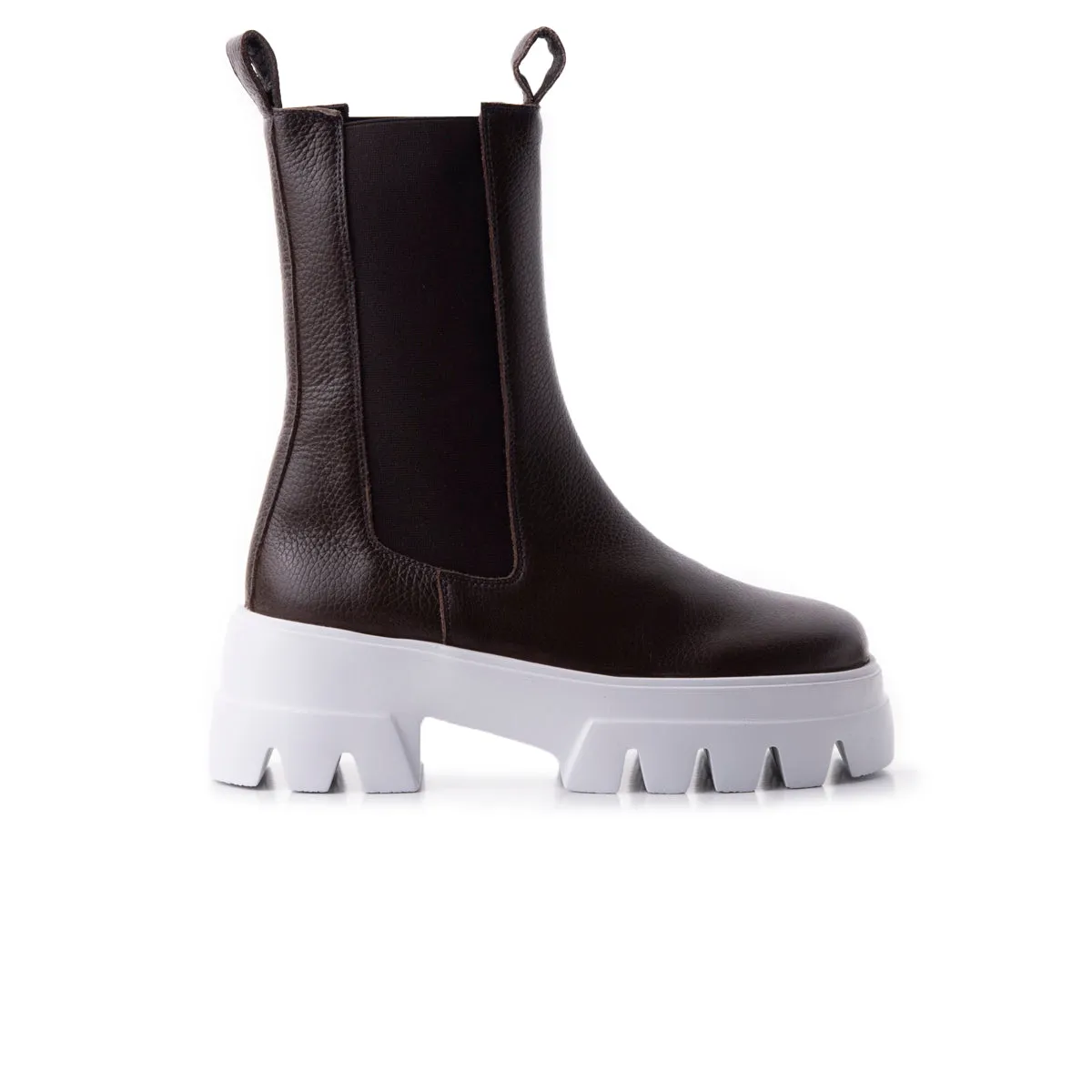 Tacoma Brown Leather Thick Soled Chelsea Boots