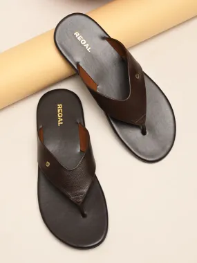 Regal Brown Men Classic Leather Sandals Espadrilles Banana Moon