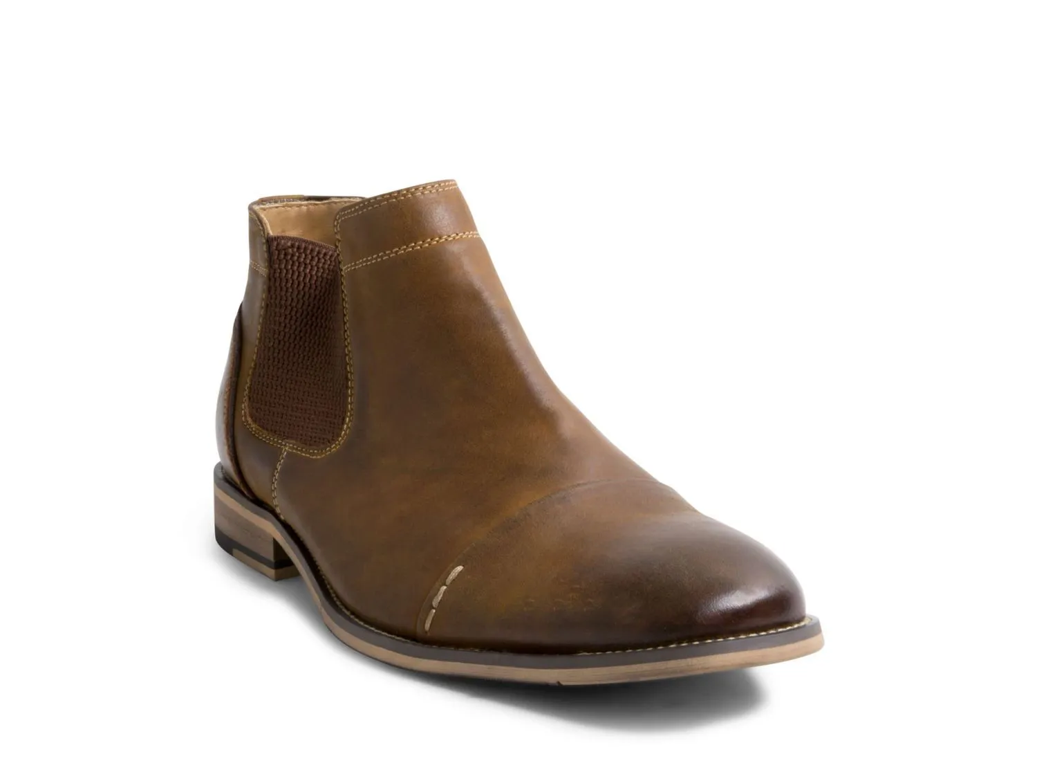 KAYDEN TAN NUBUCK Chelsea Boots Gold Trim