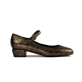 'Gracie' Mary-Jane Low-heels by Zette Shoes - Distressed Bronze Mary Jane Shoes Size 12
