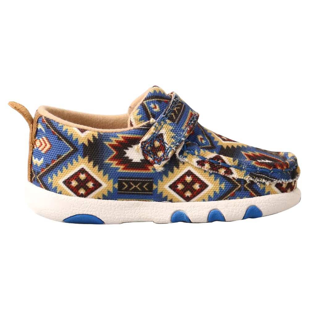 Wash Tennis Shoes Twisted X Infants Driving Moc Multi-Color Blue Aztec Shoes ICA0019