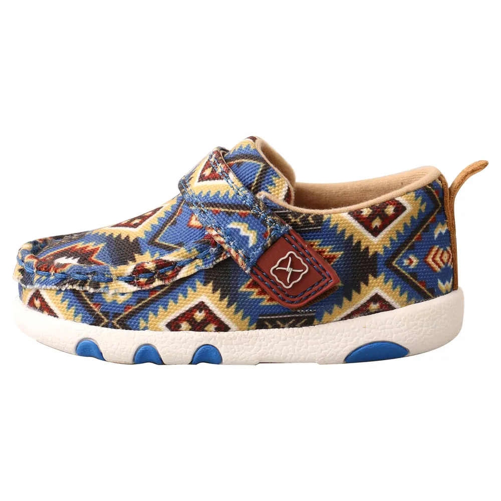Twisted X Infants Driving Moc Multi-Color Blue Aztec Shoes ICA0019 Canvas Tennis Shoes