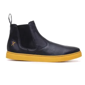 Snakeskin Boots 'Tokio' chelsea boot by King 55 - black with yellow outsole