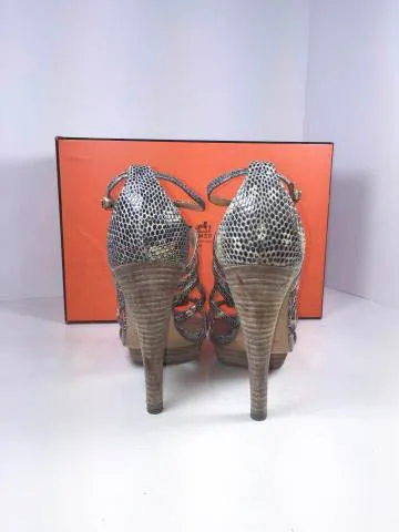 High Heels Shows Top quality Hermes Lizard Granit Wooden Heels with Box Size 37 1/2