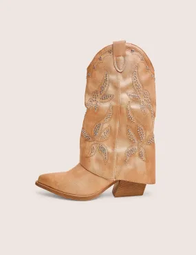 Dixie Tan Fold Over Studded Western Ankle Boots Sundance Boots
