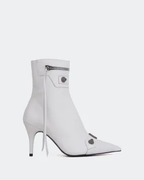 Minaj White Leather Glaze Ankle Boots