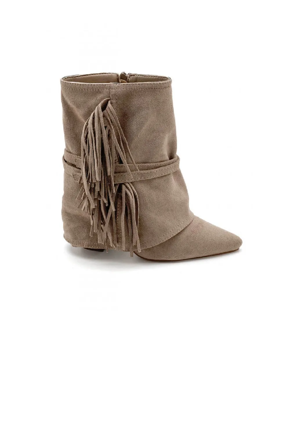 Fur Lined Lace Up Ankle Boots KHAKI FAUX SUEDE FRINGE DETAIL BLOCK HEELED ANKLE BOOTS