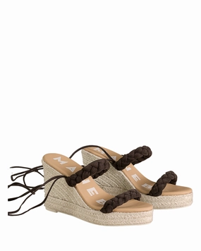 Espadrilles Madrid Plaza Mayor Two Braided Bands Chocolate Wedge Espadrille