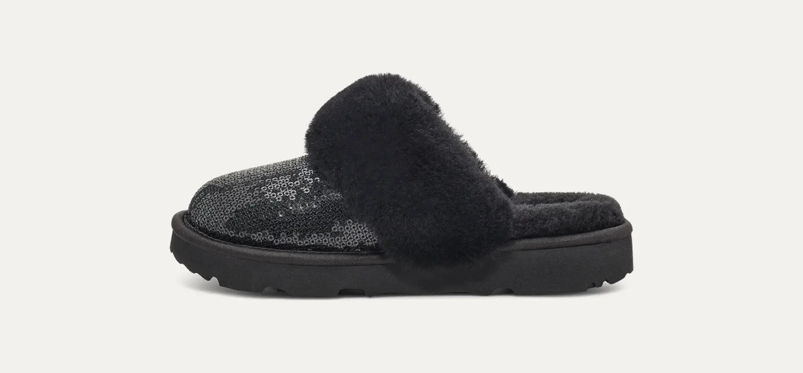 UGG Cozy II Mirror Ball 1151772K-001 Slippers Kids Black Sequins Mule JOBB899 Pierced Slide