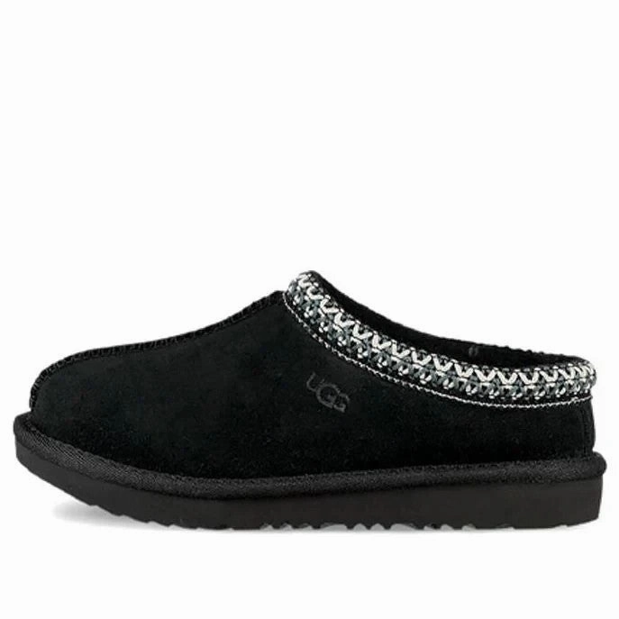 Slides Flip Flops Ugg Tasman II 1019066K-BLK Slippers Kids Black Suede Round Toe Slip-On GUG68