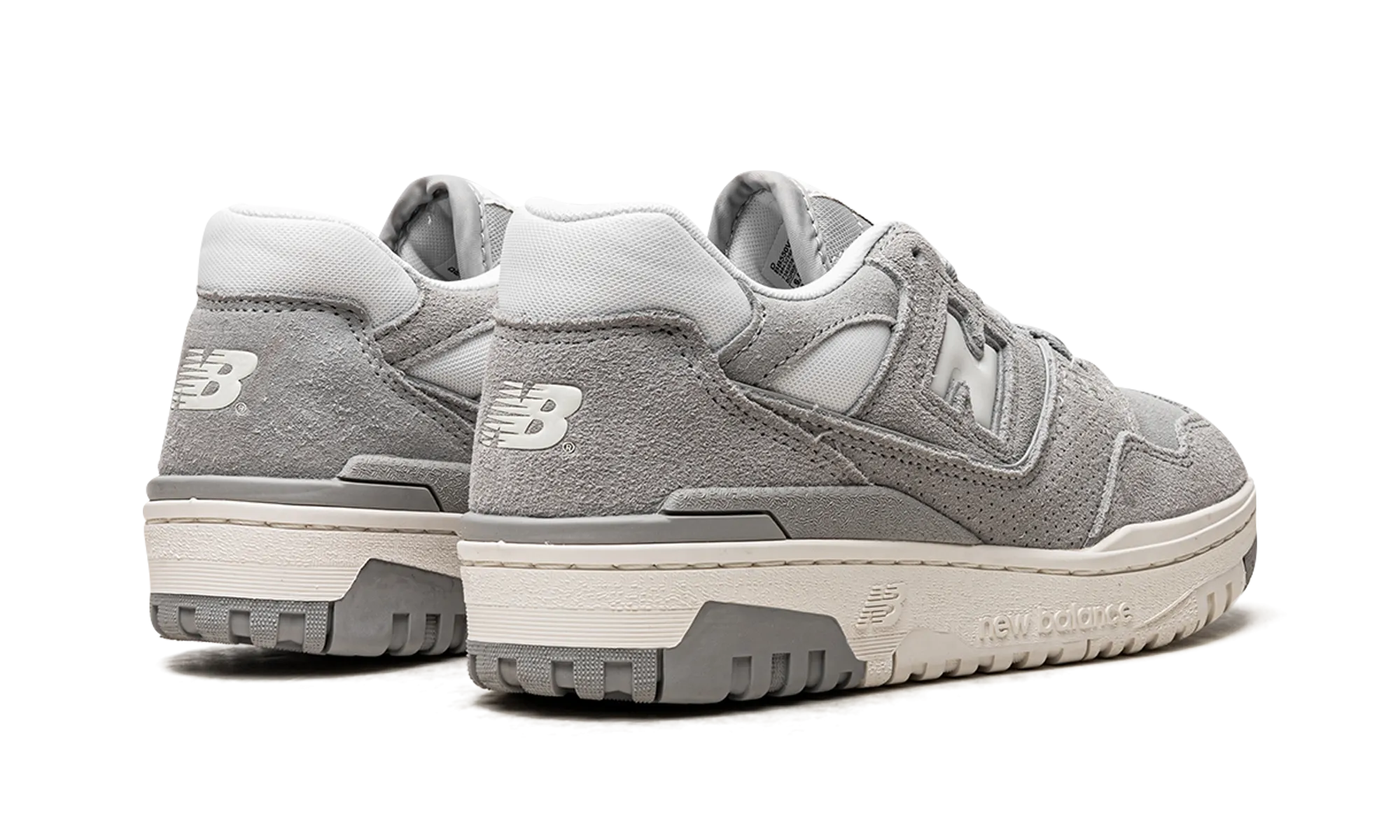 White Basketball Shoes Black Socks 550 "Suede Pack - Concrete"