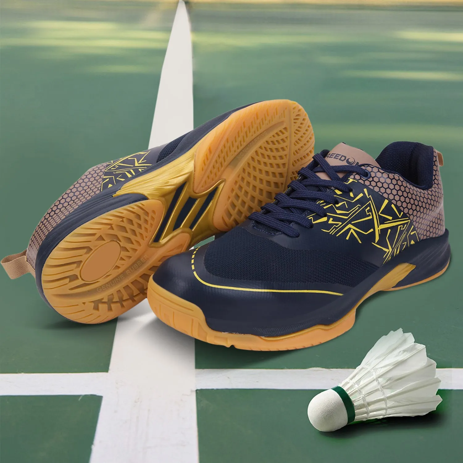 FREEDOM Navy Blue Sports Non-Marking Paddle/Pickleball & Badminton Shoes For Men UNESKO By Liberty Li Ning Badminton Shoes