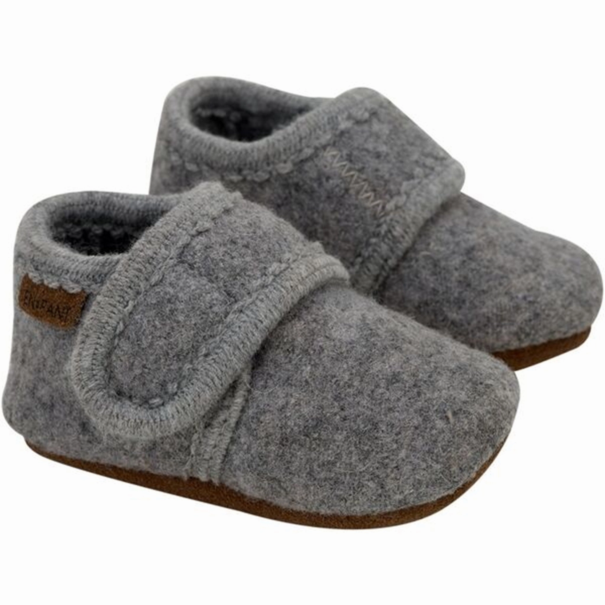 En Fant Baby Wool Slippers Grey Melange Plush House Slippers